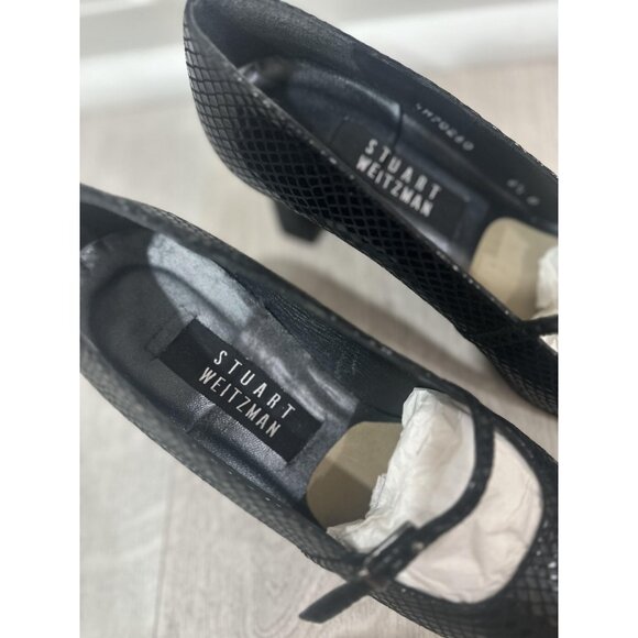 Stuart Weitzman Shoes Womens Size 6.5 Black Mary Jane Heels Square Toe 4W70260 - Picture 5 of 10